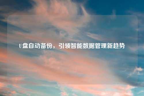 U盘自动备份,引领智能数据管理新趋势