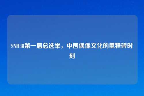 SNH48第一届总选举,中国偶像文化的里程碑时刻