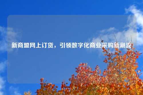 新商盟网上订货，引领数字化商业采购新潮流