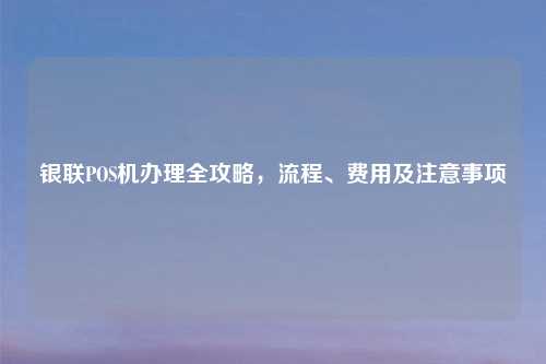 银联POS机办理全攻略，流程、费用及注意事项