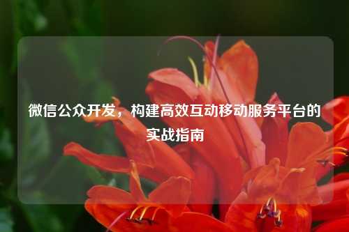 微信公众开发，构建高效互动移动服务平台的实战指南