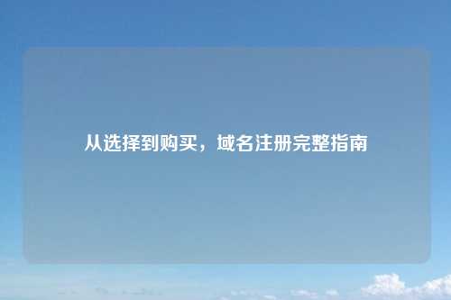 从选择到购买,域名注册完整指南