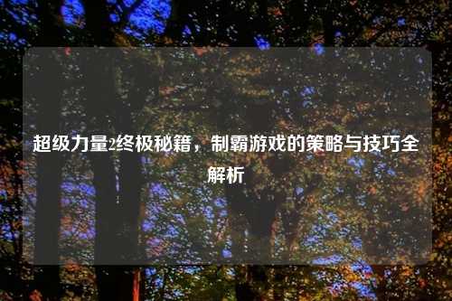 超级力量2终极秘籍，制霸游戏的策略与技巧全解析