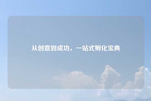从创意到成功，一站式孵化宝典