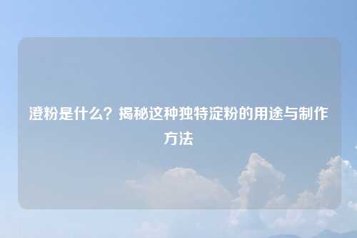 澄粉是什么?揭秘这种独特淀粉的用途与制作方法