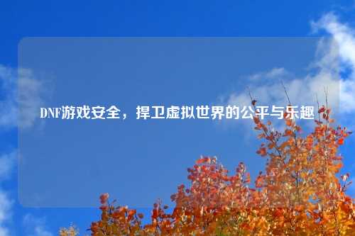 DNF游戏安全，捍卫虚拟世界的公平与乐趣