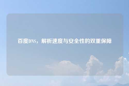 百度DNS，解析速度与安全性的双重保障