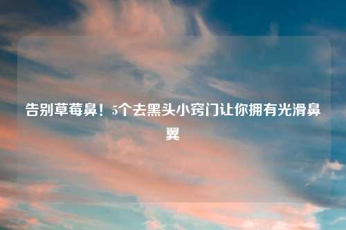 告别草莓鼻！5个去黑头小窍门让你拥有光滑鼻翼