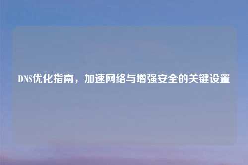DNS优化指南,加速网络与增强安全的关键设置