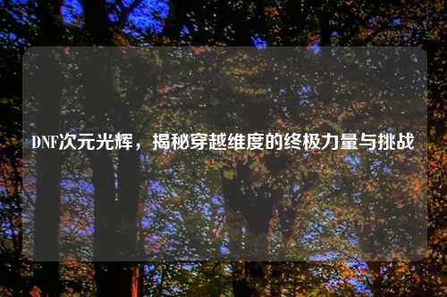 DNF次元光辉，揭秘穿越维度的终极力量与挑战