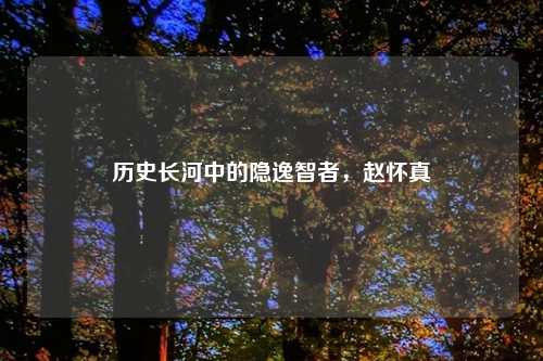 历史长河中的隐逸智者，赵怀真